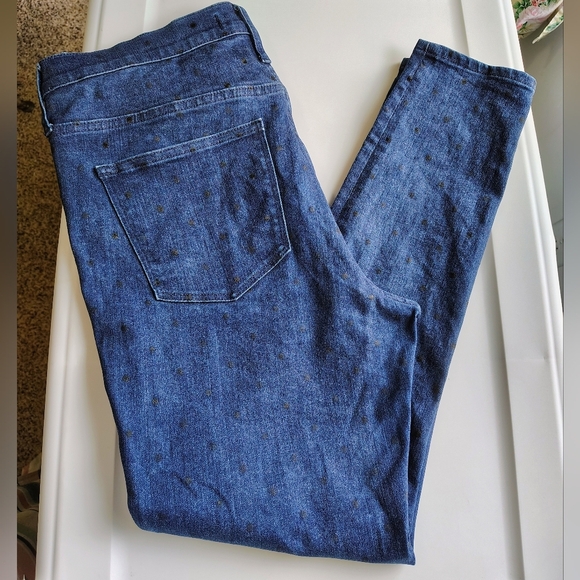 Madewell women's 9" high-rise skinny jeans in dark blue polka dot denim, siz 32. - Picture 8 of 16